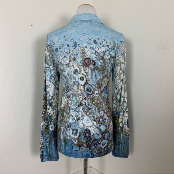 Simply Art By Dolcezza Button Front Short Womens XS Stretch Art Collar Geometric - Picture 14 of 17